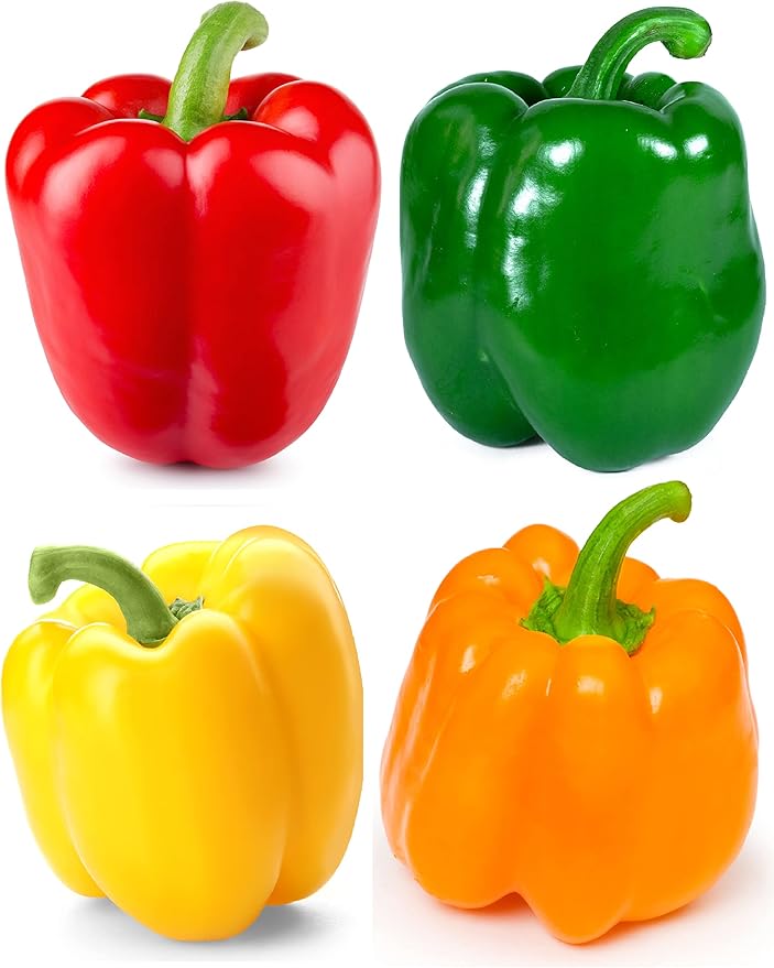 Sweet Bell Pepper Seeds Collection – Red Yellow Orange Green Bell Peppers – Vegetable Seeds for Home Garden Raised Beds & Containers