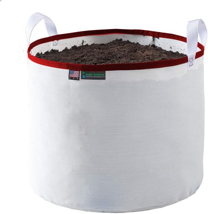 Grow Bag 5 Gallon, Planting Pots - Colorful Plant Grow Bags Pots Gardening Vegetable - Air Pruning Mesh Fabric Plant Container - (White/Red)