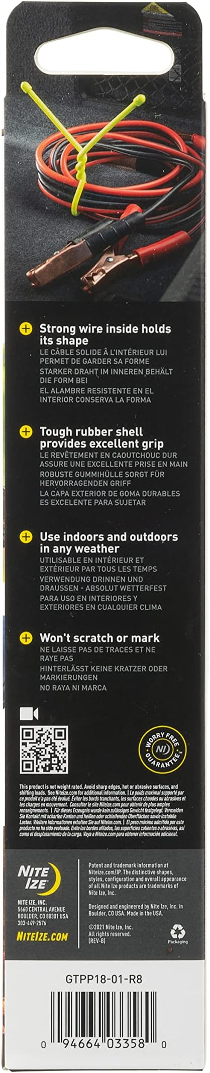 Nite Ize Original Gear Tie - 18-Inch Reusable Rubber Twist Gear & Zip Ties - Electric Cord Organizers - Black, 18-Inch, 6 Pack