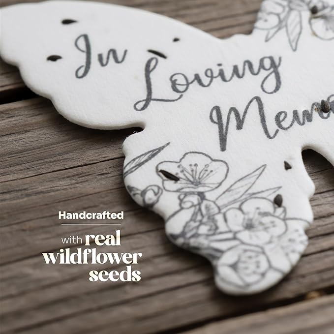 Plantable Wildflower Seed Paper - 48pcs Black & White Butterfly-Shaped for Funeral Favors, Memorial Gifts, & Sympathy Gifts for Loss of Father and Mother