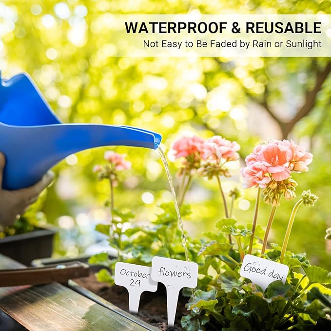 Greaner Plastic Plant Tags, 300 PCS Plant Markers for Outdoor Plants Waterproof, Plant Identification Stakes for Indoor Outdoor Plants, Vegetable Gardening Tags(White, 6x10cm)