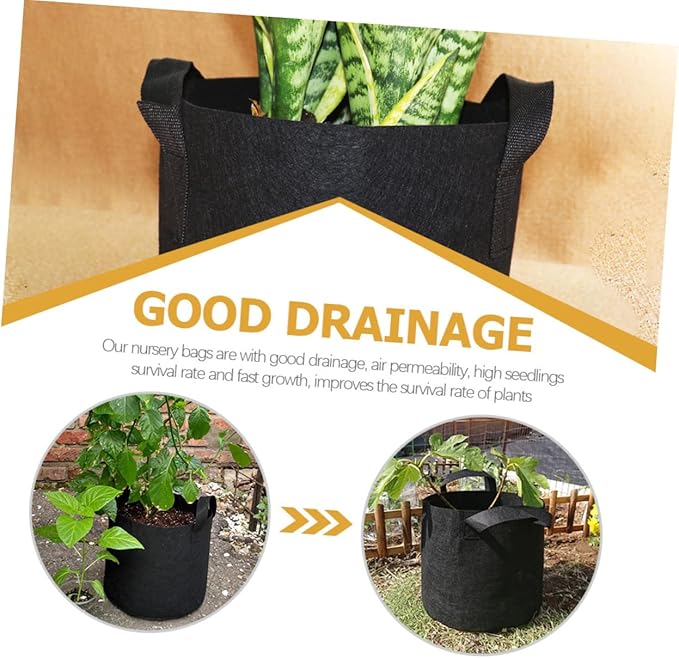 BESPORTBLE 6pcs Plant Growing Bags with Handles Nonwoven Nursery Pots for Vegetables Flowers and Herbs Breathable Lightweight and Garden Bags for Indoor and Outdoor Use