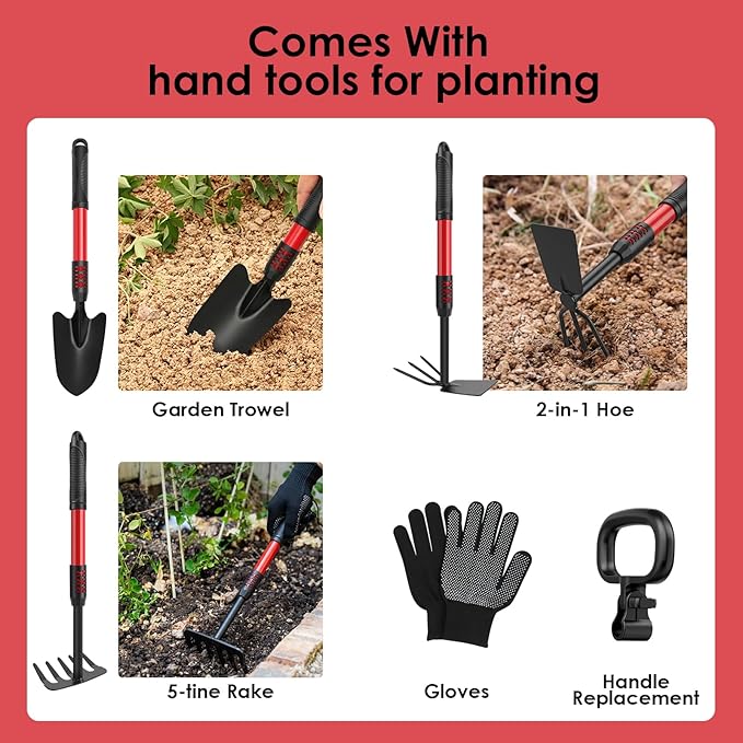 Cordless Tiller Cultivator Compatible with Milwaukee 18V Battery (Tool Only), 310RPM Electric Rototiller Garden Tools with 40 Steel Tines, 9.1In Tilling Width & 6.3In Depth, Folding Design