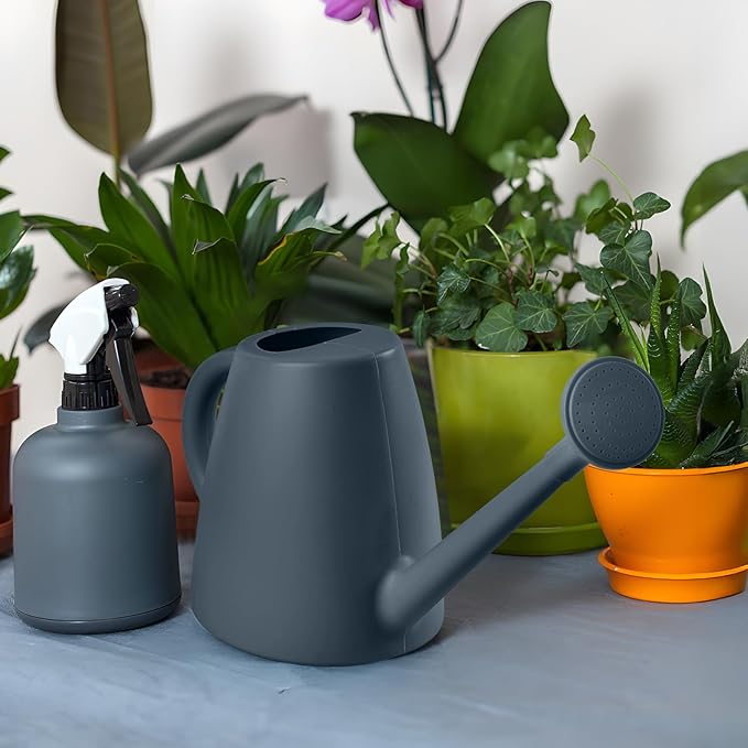 Plant Watering Can - Plastic Indoor and Outdoor - 1/2 Gallon - Grey