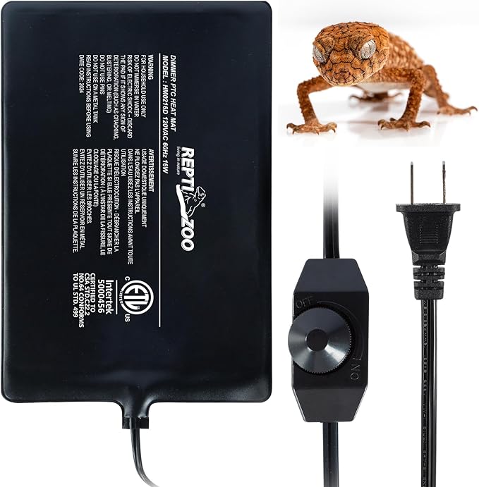 REPTI ZOO 8" X 12" Reptile Heat Pad Fast Heating Pad with Adjust Knob 16W Reptile Heat Mat for Turtles/Hermit Crabs/Bearded Dragons/Leopard Geckos/Snakes/Lizards, and Seed Germination