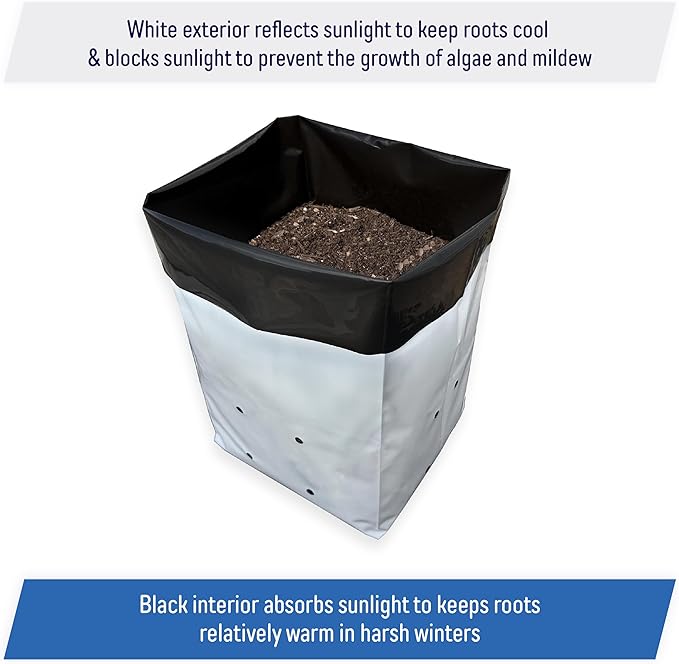 A.A 3 Gallon Grow Bags Black and White Poly Nursery Bags for Plants, Tree Grow, Greenhouse (50 Pack)