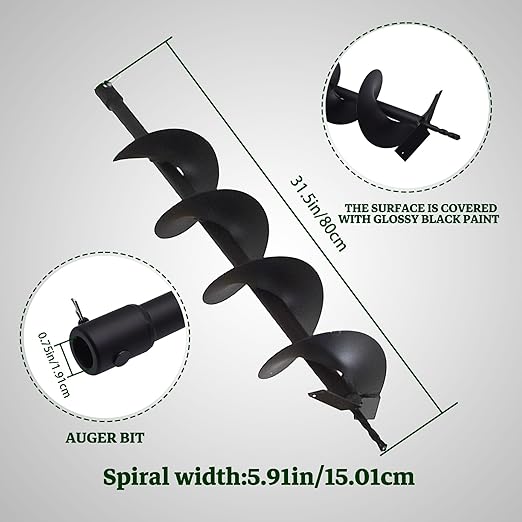 6 Inch Auger Bit Pneumatic Column Fence Digger Soil Drill Bit 6 Inch Ball Bed Digging Pile Hole Planting Tool for Inside Diameter 3/4 Inch Shaft Auger