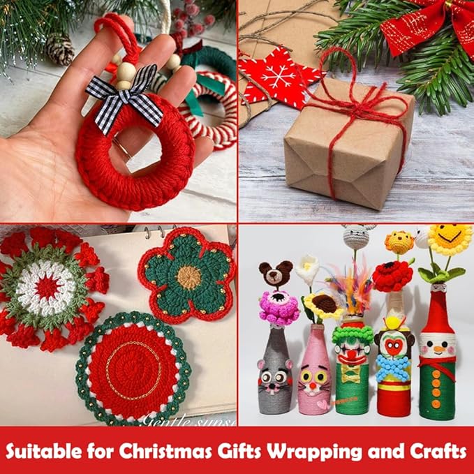 Vivifying Red Twine, 656 Feet 2mm Christmas Twine String for Gift Wrapping, Crafts, Packing and Decoration