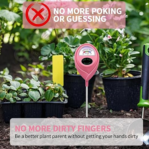 Soil Moisture Meter, Garden Plant Water Meter, Plants Moisture Meter, Lawn Soil Tester, Soil Water Gauge for Potted Plants, Plant Moisture Monitor No Battery Required Free Plant Watering Guide