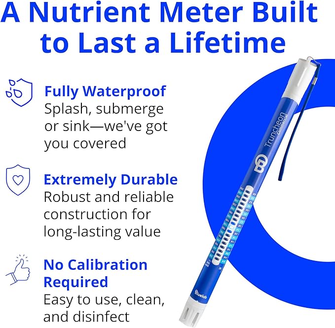 Bluelab TRUNCOMV2 Commercial Truncheon Nutrient Meter with Increased Measurement Range, Digital Conductivity (TDS, EC, ppm 500, ppm 700, CF) Tester in Water, Tool for Hydroponic System and Plant Grow