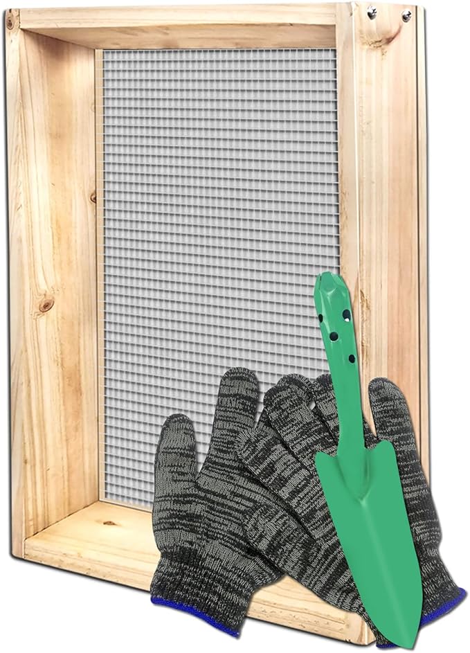 Soil Sifter, Dirt Sifter for Gardening, Compost Sifter, Garden Sieve, Light Wood Sifter for Rocks, Screen Sifter Top Soil/Peat Moss/Worm/Leaves/Loam Soil/Sand,Great Garden Tool for Plants & Vegetables
