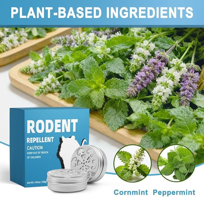 Rodent Repellent for Cars with Peppermint Oil, Mouse Repellent for Cars, Mice Repellent for Indoor Outdoor, Rodents Repellent for House, Rat Deterrent Outdoor -2P