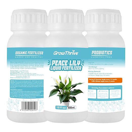 10oz Liquid Peace Lily Fertilizer & Organic Plant Food | Chemical-Free Microbial Probiotic Nutrients for Indoor Houseplants & Spathiphyllum