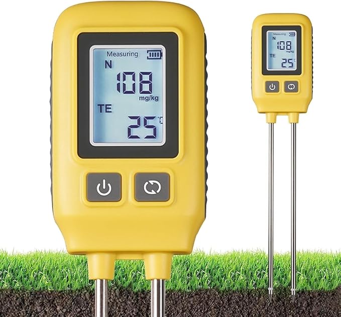 4 in 1 Npk Soil Tester, High Accuracy LCD Digital Soil Temperature Tester, Nitrogen Phosphorus Potassium & Temperature Measurement, for Garden Nutrients Lawn Plant Care Farm. ﻿