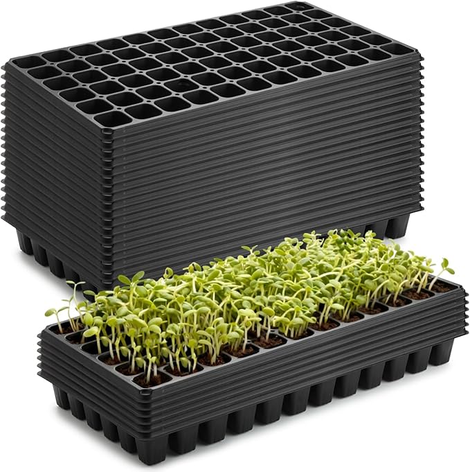 50-Pack 72 Cell Seedling Trays, Heavy-Duty Deep Plug Trays for 1020 Flats, Reusable Seed Starter Trays for Germination & Seed Starting (21.25"×11", 2.36" Height)