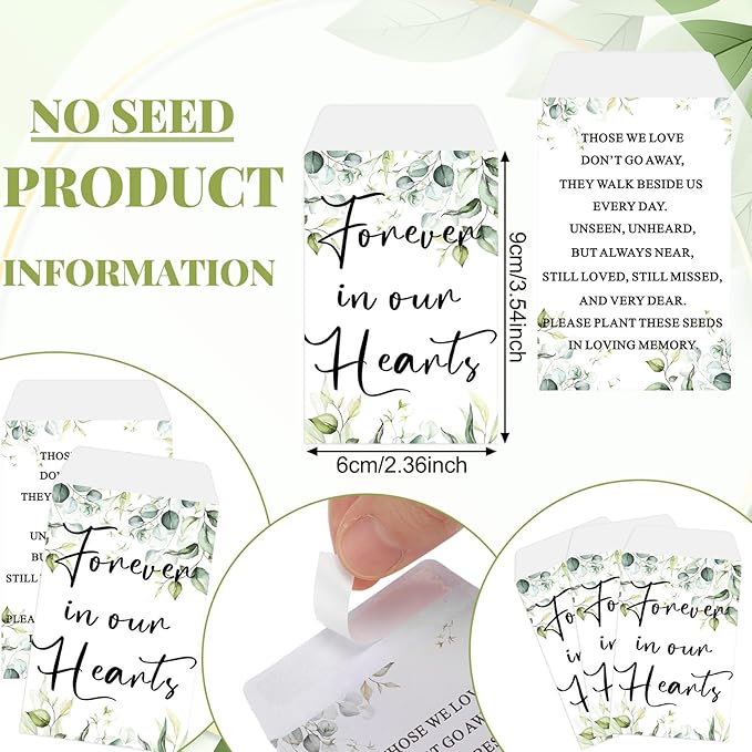 Ctosree 50 Sets Funeral Favors for Guests Greenery Celebration of Life Gifts Include Seed Packet Flowerpot Thank You Cards Hemp Ropes Organza Bags for Guest Funeral Party Memorial Party Return Gifts