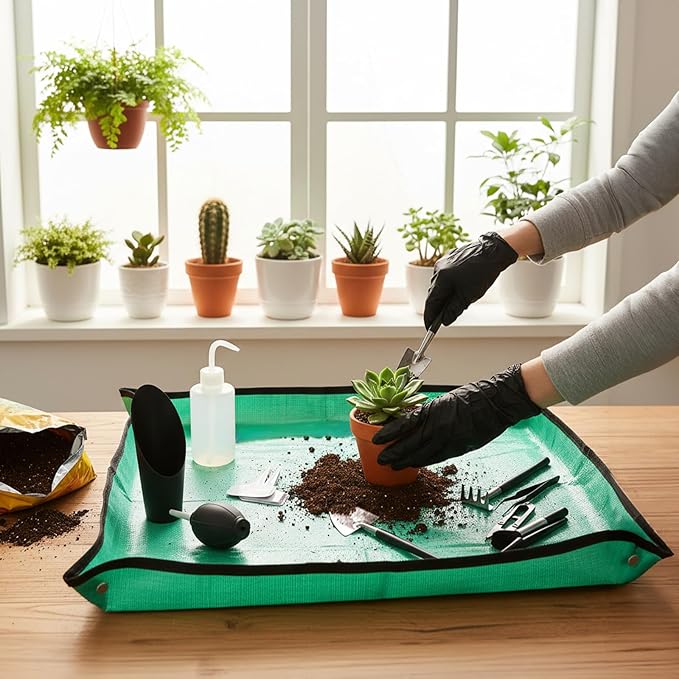 TOPZEA 30 Pcs Mini Succulent Gardening Tools Set, 19.7" Indoor Plant Repotting Mat with 29 Pcs Miniature Garden Hand Transplanting Tools, Succulent Bonsai Care Kit for Houseplant, Fairy Garden Care