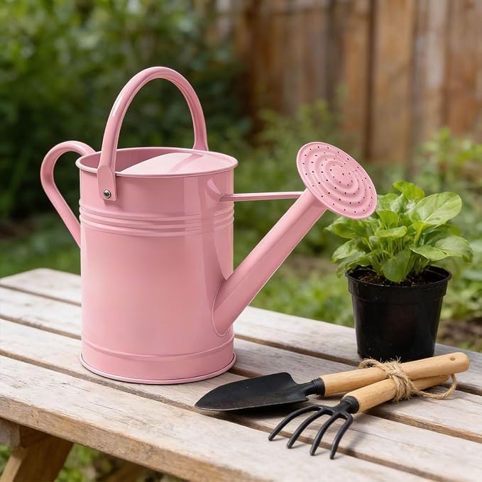 6.5L Metal Watering Can for Outdoor & Indoor Plants, Galvanized Steel Metal Water Can with Removable Spout, Movable Top Handle, Rust-Resistant Watering Pot for Garden, Lawn, Flowers