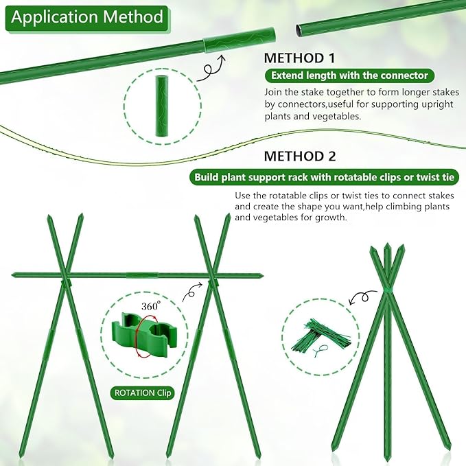 Sturdy Garden Stakes 18 Inch SupKing DIY 3/4/5/6/7ft Tomato Support Stake Green Plastic Coated Metal Tall Plant Stick Poles Plants Trellis for Indoor Outdoor Climbing Cucumber Chili Eggplant