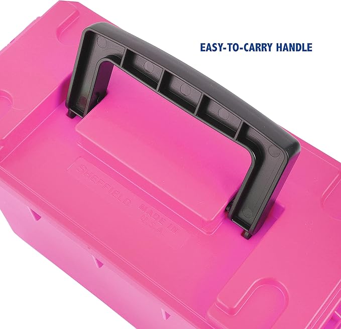 Sheffield 12631 Ammo Storage Box, Stackable .30 Cal Field Boxes, Water and Dust Resistant, Lockable Storage Box with Handle, Secures Hunting Gear, Supplies, and Bullets, Made in USA, Pink, (Pack of 6)
