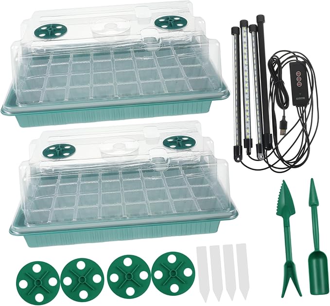 Milisten 2sets Seed Starting Kit Grow Light Cell Trays for Optimal Germination Complete Starter System Timed Lighting for Indoor Gardening