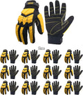 HANDLANDY Anti Vibration Gloves, SBR Padding, TPR Protector, Mechanic Work Gloves (Large, Black)