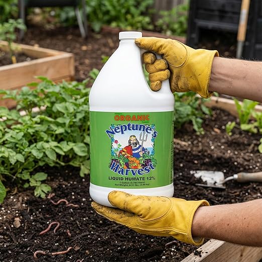 Neptune’s Harvest Liquid Humate 12% Concentrate - 1 Gallon - Organic Soil Conditioner with Humic Acid - Improves Soil Structure & Fertilizer Efficiency - Ideal for Lawns, Gardens & More