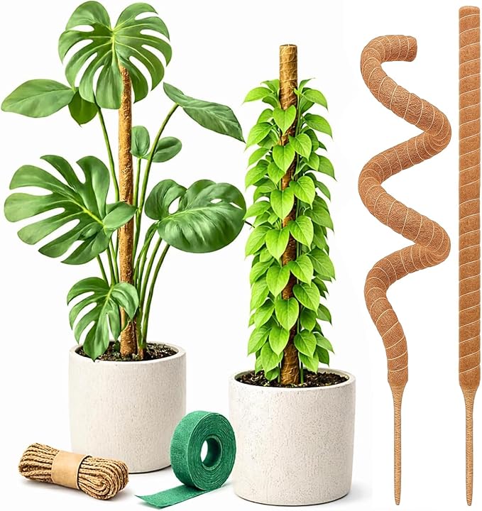 Craft911 Moss Pole Monstera Plant Support – 2 Pack 30” Bendable Moss Pole Monstera Plant Support, Plant Stakes for Indoor Plants, Tall Plant Sticks Support for Climbing Plants
