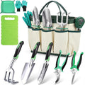 10PCS Heavy-Duty Garden Tools Set for Beginners - Rust-Proof Aluminum Garden Kit with Soil Tester, Repotting Mat & Kneeling Pad, Perfect Gardening Gift for Women, Mom & Beginners