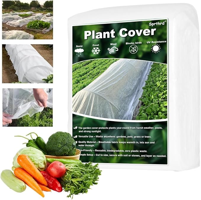 Floating Row Cover for Garden Plants 6.5 × 16.4 FT, 1.2oz Frost Protection Blanket for Cold Nights, Breathable Plant Cover for Spring Frost, Seedlings, Vegetables & Raised Beds