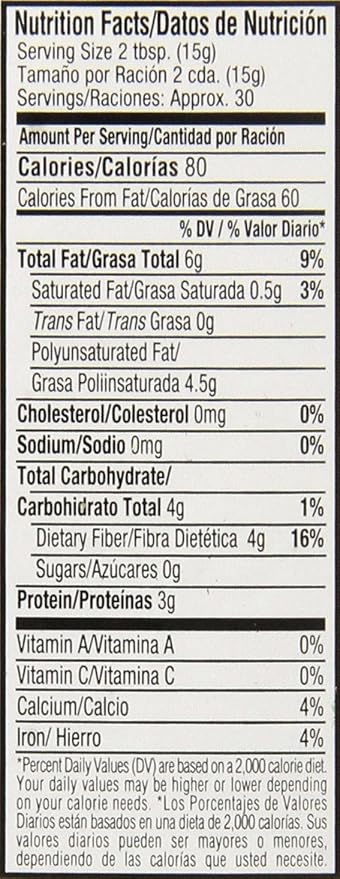 Badia Organic Ground Flax Seed, 16 oz - Superfood High in Fiber & Omega-3, Certified Organic, Non-GMO, Baking, Smoothies & Cooking (Pack of 2)