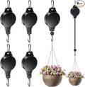 Retractable Plant Hanger with Pulley System, Effortless Raising and Lowering for Indoor and Outdoor Plants, Hanging Planters, Garden Pots & Bird Feeders (4-Pack,Black)