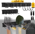 64'' Garage Tool Organizer Wall Mount - Heavy Duty 680 lbs Capacity Tool Rack with 10 Adjustable Hooks, Wall Mounted Storage System for Garage, Shed, Workshop (Black)