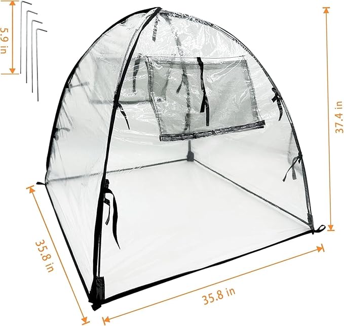 Plant Tent Freeze Protection, Winter Plant Cover Freeze Protection 36" x 36" x 38"Clear Outdoor Garden Frost Cover, Transparent Waterproof Freeze Tent for Outdoors Potted Plants, 1 Pack