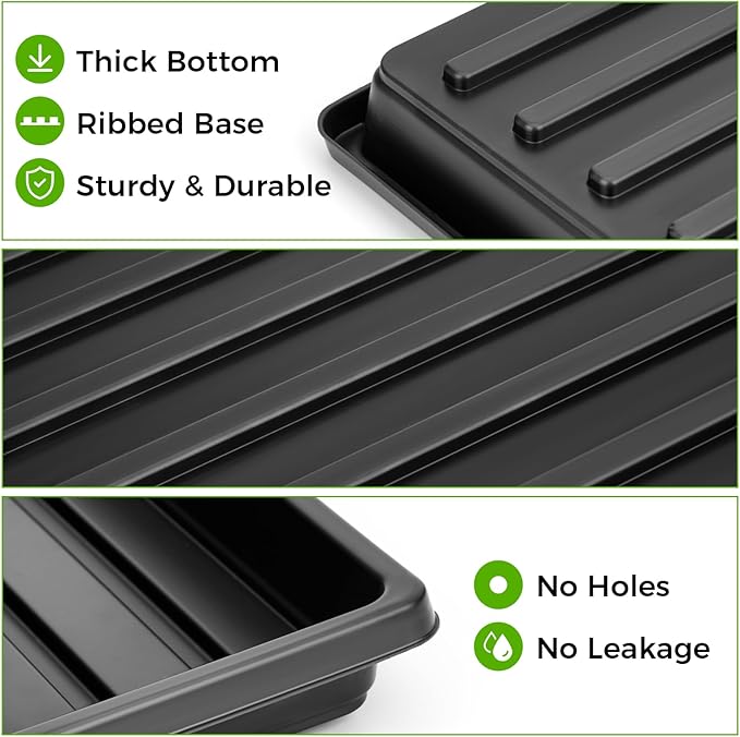 Seed Starter Tray Kit 3.5" Square Nursery Pots Trays 50 Pcs 9 Cell Seed Starting Pots with Drainage Holes 5 Seed Starting Trays 20 Plant Labels, Planting Tools and 1 Pen Planter Nursery Propagation