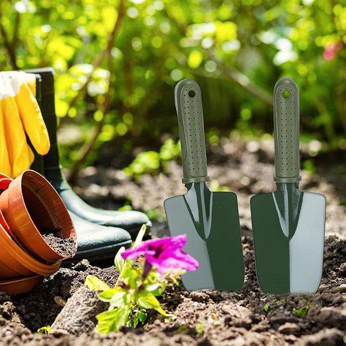 12 Pcs Garden Shovel Trowel Gardening Hand Tools Small Hand Shovels for Digging Metal Trowel Spade with Plastic Handle Anti Slippery for Lawn Yard Home Farm Planting