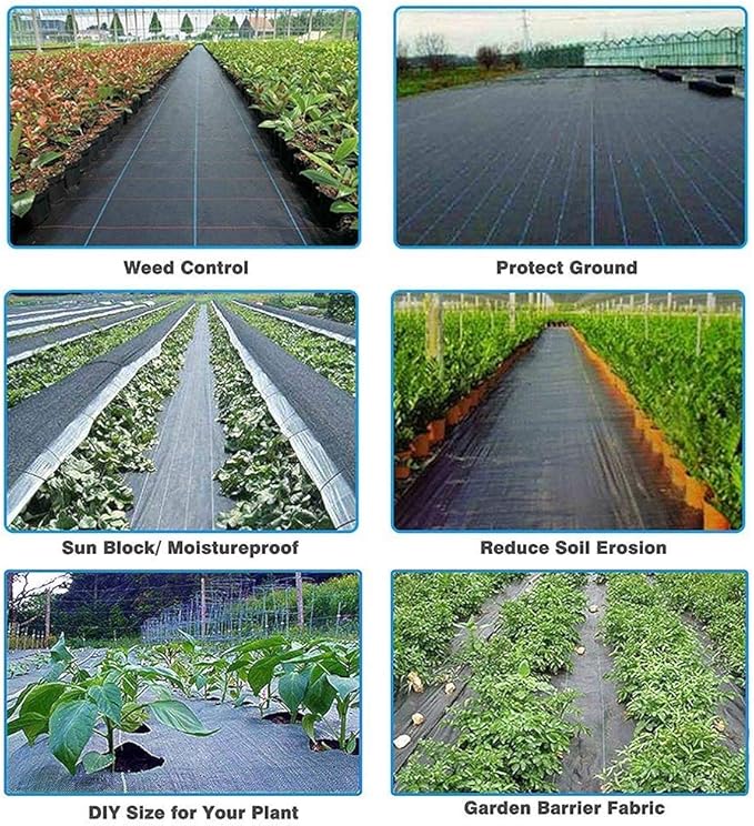 Goasis Lawn Weed Barrier Control Fabric Ground Cover Membrane Garden Landscape Driveway Weed Block Nonwoven Heavy Duty 125gsm Black,3FT x 100FT