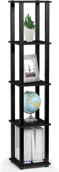 FURINNO Turn-S-Tube 5-Tier Corner Square Rack Display Shelf, Americano/Black