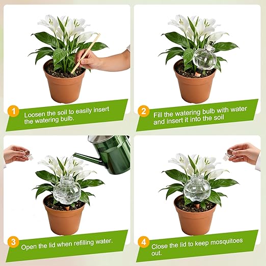 18 Oz Large Plant Watering Globes & Self Watering Bulbs, Water Globes & Bulbs for Indoor Outdoor Plants, Plant Globes Feeders for Watering Plants While Away & On Vacation 4-Pack