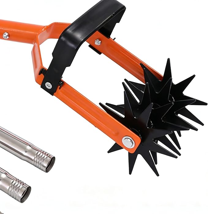 Manual Lawn Cultivator Tool – Adjustable Stainless Steel Hand Tiller for Grass Reseeding, Soil Aeration, Yard & Lawn Repair Gardening Tool, ZZ04