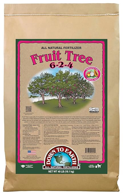 Down To Earth All Natural Fertilizers Organic Fruit Tree - Plant Food for Apples, Pears, Plums and Tropical Fruit Trees 6-2-4, 40 lb