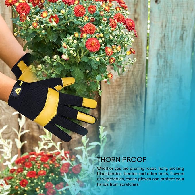 Gardening Working Gloves Garden Thorn Proof Flexible Heavy Duty Leather Mechanic Utility Dexterity Breathable