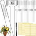 LEIFIDE 61 Pieces Zinc Plant Tags Kit, 30 Pcs 10 Inch Rectangle Metal Plant Labels, 30 Rainproof Pet Films, 1 Marker Pen, Reusable Garden Waterproof Markers Tags(T U Shape)