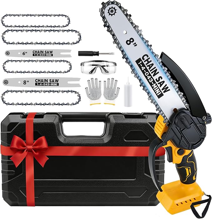 Mini Chainsaw Cordless Compatible for Dewalt Battery 20V MAX, 8 Inch & 6 Inch Cordless Chain Saw, Handheld Electric Power Chain Saw for Wood Cutting, Gifts for Men Dad Husband(Battery Not Include)