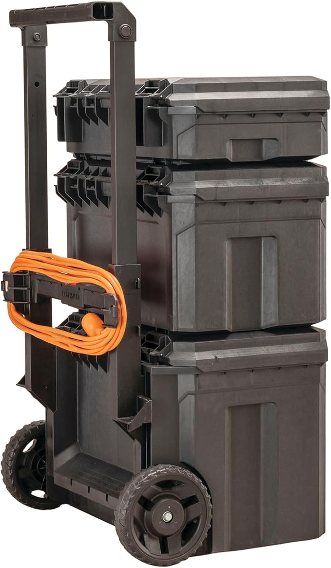 CRAFTSMAN TRADESTACK Tool Box with Wheels, Waterproof, Stackable System, Portable Rolling Storage for Indoor/Outdoor Use, 22.5 Inch (CMST21445)