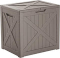 32 Gallon Waterproof Resin Deck Box, UV Resistant Outdoor Storage for Garden, Patio, Porch, Delivery（Gray，32 Gallon）