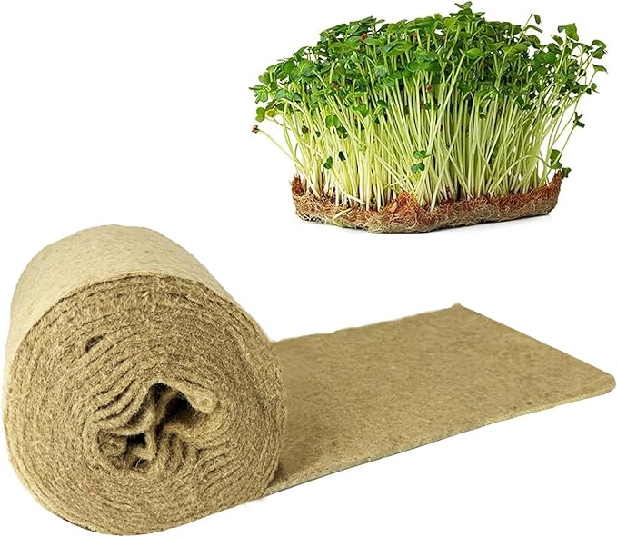 1 Roll 10" x 20ft Microgreen Growing Mat, Jute Fiber Grow Mats, Organic Hydroponic Pads, Microgreens Growing Kit for Germination Trays, Wheatgrass Sprouts Microgreen, Seed Starter