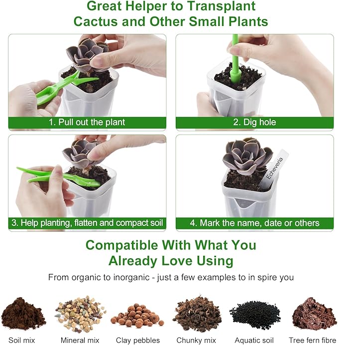6PCS Mini Self Watering Pots for Indoor Plants, 2.5" Small Clear Planter with Wicks & Water Level Indicator, Plastic Automatic-Watering Pot for African Violet, Succulent, Alocasia, Hoya, Plant Label