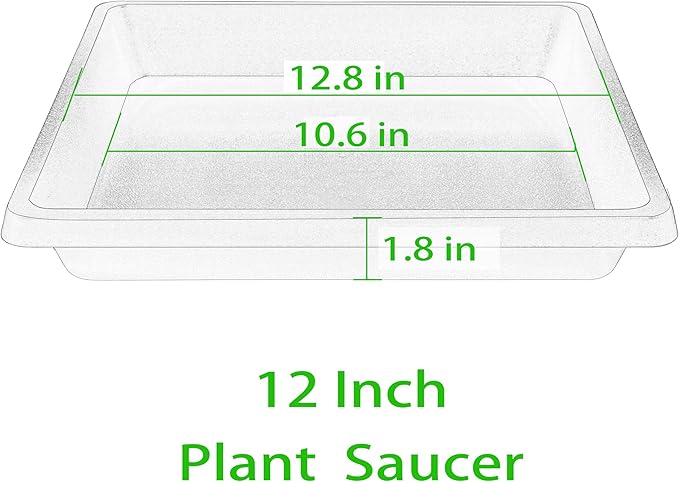 Plant Saucer 12 Inch Square 2 Pack, Plastic Plant Drip Trays, Plant Saucers for Indoors and Outdoors, Flower Pot Saucers, Saucers for Potted Plants, Planter Saucer, Plant Water Catcher Trays for Pots