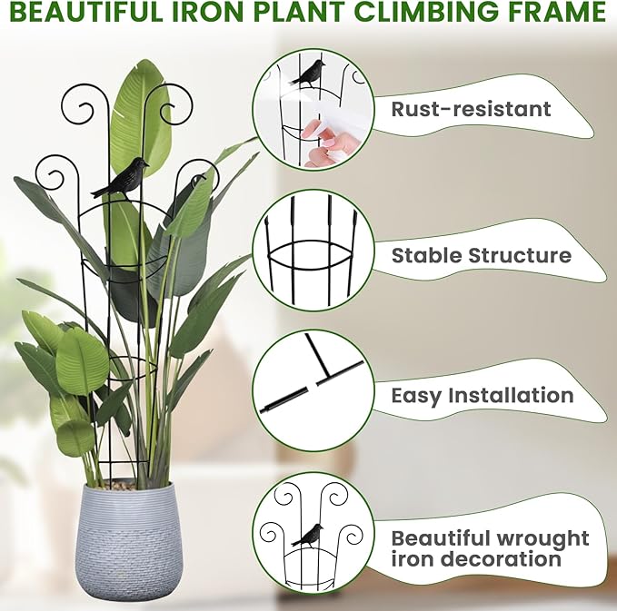 30 in Tall Plant Trellis Indoor,Metal Garden Trellis for Climbing Plants, 2P